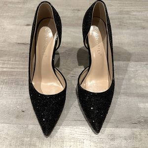 Black sparkle heels